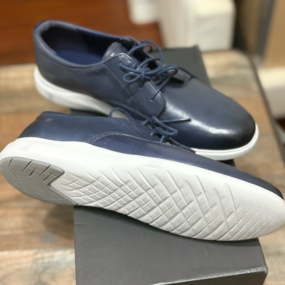 Cole Haan Men's Dark Blue Leather Oxfords